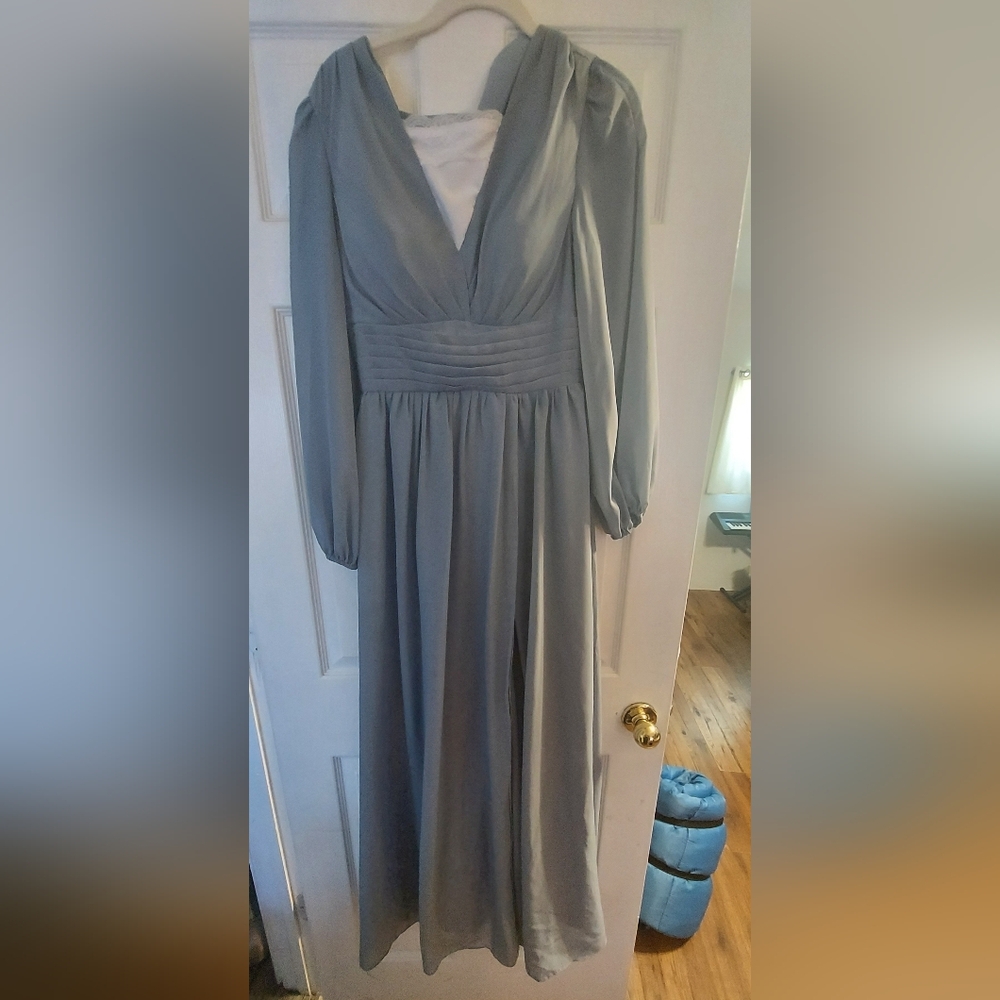 Dusty blue bridesmaid dress